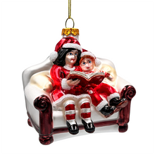 Carregar imagem no visualizador da galeria, (Pre-Order) Charming Kids on the Couch Glass Christmas Ornament, Sentimental Holiday Tree Decor