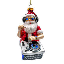 Carregar imagem no visualizador da galeria, (Pre-Order) DJ Santa Spinning Christmas Party Glass Ornament, Headphones and Music Star Hipster Tree Decor