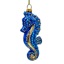 Carregar imagem no visualizador da galeria, Exotic Seahorse Glass Christmas Ornament, Aquatic Beach Themed Nautical Decor