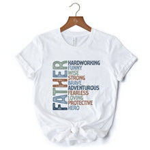 Carregar imagem no visualizador da galeria, Father Definition T-Shirt, White and Natural Inspirational Tee for Hero Dad