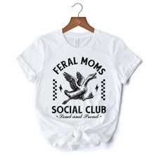 Carregar imagem no visualizador da galeria, Feral Moms Social Club Goose T-Shirt, Funny White and Natural Tee for Loud and Proud Moms