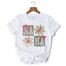 Carregar imagem no visualizador da galeria, Floral Mama Coquette T-Shirt, White and Natural Boho Tee for Sweet and Stylish Moms