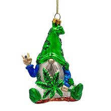 Carregar imagem no visualizador da galeria, (Pre-Order) Fun Weed Themed Gnome Glass Ornament, Pothead Smoker Unique Holiday Gift