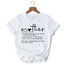 Carregar imagem no visualizador da galeria, Funny Mom Definition T-Shirt, White, Natural and Black Tee for Strong and Real Mothers