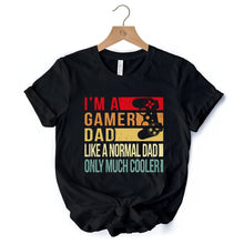 Cargar imagen en el visor de la galería, Gamer Dad Controller T-Shirt, Black Funny Tee for Cool Fathers