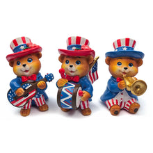 Carregar imagem no visualizador da galeria, Liberty Bears Patriotic Figurine Set of 3, 4" Independence Day Statue Decor