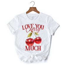 Carregar imagem no visualizador da galeria, Love You Cherry Much T-Shirt, Retro Disco White Tee for Fun Women