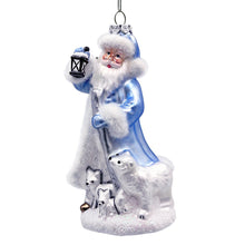 Carregar imagem no visualizador da galeria, Polar Whisperer Santa Glass Christmas Ornament, Arctic Polar Bear, Wolf, and Bunny Rabbit