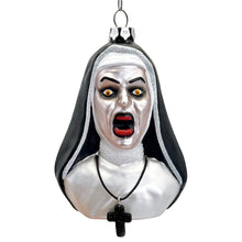 Load image into Gallery viewer, Spooky Decor Creepy Nun Themed Glass Ornament, Halloween Gothic Horror Tree Decoration