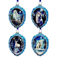 Load image into Gallery viewer, Arctic Animal Illustration Pinecone Glass Christmas Ornament Set