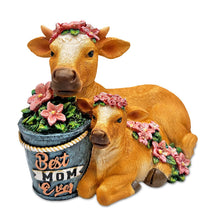 Load image into Gallery viewer, Best Mom Cow and Calf Charming Figurine, 6" Keepsake Jersey Statue and Mother’s Day Gift