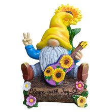 Load image into Gallery viewer, Bloom with Joy Sunflower Gnome 10" Garden Statue Figurine with Guitar, Spring and Summer Home Decoration