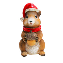 Cargar imagen en el visor de la galería, Charming Chipmunk with Santa Hat Figurine, 5" Playful Christmas Rodent Garden Statue