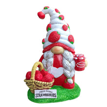 Cargar imagen en el visor de la galería, Charming Homestead Strawberry Gnome Garden Statue, 9.5" Farmhouse Style Unique Fruit Home Decor