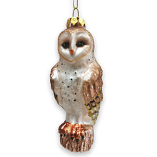 Cargar imagen en el visor de la galería, Classic Barn Owl Glass Christmas Ornament