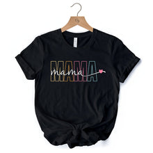 Cargar imagen en el visor de la galería, Colorblock Mama T-Shirt, Black Trendy Casual Women's Tee