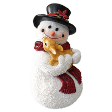 Load image into Gallery viewer, Enchanting Snowman and Fawn Home Holiday Decoration, 8" Tall Winter Woodland Deer Figurine