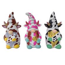 Load image into Gallery viewer, Endearing Cow Gnome Trio Mini Statue Set of Three, 5" Miniature Figurine and Unique Farm Resin Garden Statue