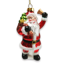 Load image into Gallery viewer, Festive Delivery Santa Claus Coming to Town Glass Christmas Ornament