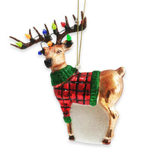Carregar imagem no visualizador da galeria, Festive Reindeer Glass Christmas Ornament Figurine