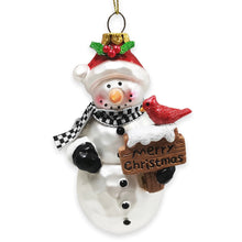 Carregar imagem no visualizador da galeria, Frosty Neighborhood Snowman Glass Christmas Ornament, Delightful Holiday Decoration