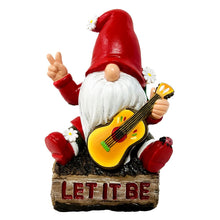 Carregar imagem no visualizador da galeria, Hippy Gnome with Guitar Garden Statue, Unique Flowers and Peace Sign