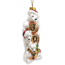Carregar imagem no visualizador da galeria, Joyful Polar Bear Trio Stacked Glass Christmas Ornament