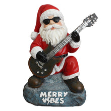 Carregar imagem no visualizador da galeria, Merry Vibes Rockstar Santa Christmas Figurine, 10" Rock n Roll Lover Gift Garden Statue