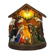 Carregar imagem no visualizador da galeria, Radiant Nativity Scene Handcrafted Statue Figurine, 7" Birth of Jesus Christian Home Decoration