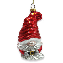 Carregar imagem no visualizador da galeria, Vibrant Santa Gnome Glass Christmas Ornament