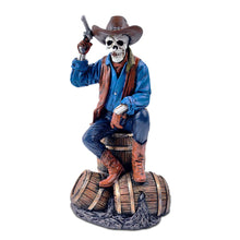 Load image into Gallery viewer, Western Skeleton Gunslinger Statue Figurine, 10" Gothic Cowboy Wild West Home Decor
