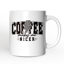 Cargar imagen en el visor de la galería, Coffee Makes Me Nicer Personalized Mug, Retro Caffeine Lovers Gift with Custom Name
