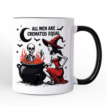 Load image into Gallery viewer, All Men Are Cremated Equal Halloween Personalized Mug, Funny Witch Cauldron Gift with Custom Nam
