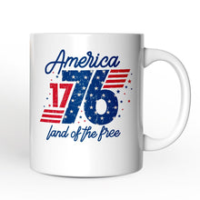 Load image into Gallery viewer, America 1776 Land of the Free Personalized Mug, Vintage 4th of July Gift with Custom Name