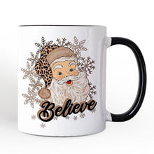 Carregar imagem no visualizador da galeria, Believe Santa Cheetah Leopard Personalized Mug, Retro Christmas Gift with Custom Name