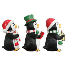 Load image into Gallery viewer, (Pre-Order) Caroling Penguin Trio Set of Christmas Figurines, 6" Winter Holiday Statue Set of Three