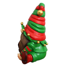 Cargar imagen en el visor de la galería, Cheerful Elf Gnome Festive Figurine, 8" Christmas Garden Statue