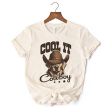 Load image into Gallery viewer, Cool It Cowboy T-Shirt With Western Dog, Retro Golden Retriever White and Natural Tee for Country Lover