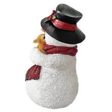 Load image into Gallery viewer, Enchanting Snowman and Fawn Home Holiday Decoration, 8" Tall Winter Woodland Deer Figurine