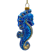 Carregar imagem no visualizador da galeria, Exotic Seahorse Glass Christmas Ornament, Aquatic Beach Themed Nautical Decor