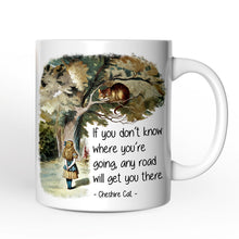 Load image into Gallery viewer, Getting Lost Cheshire Cat Quote Personalized Mug, Vintage Alice's Adventures in Wonderland