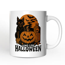 Carregar imagem no visualizador da galeria, Long Live Halloween Personalized Mug, Retro Black Cat Pumpkin Gift with Custom Name
