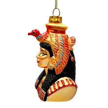 Carregar imagem no visualizador da galeria, Majestic Cleopatra Glass Ornament, Egyptian Holiday Unique Handcrafted Christmas Decor