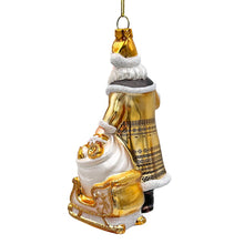 Carregar imagem no visualizador da galeria, Majestic Gold Santa Blown Glass Christmas Ornament, Sleigh Accessory Tree Decor