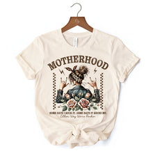 Carregar imagem no visualizador da galeria, Motherhood Mama Rock T-Shirt, Retro White and Natural Tee for Strong and Rocking Mothers
