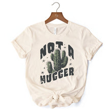 Carregar imagem no visualizador da galeria, Not a Hugger T-Shirt With Cactus, Funny Retro White and Natural Tee for Sarcastic Girls