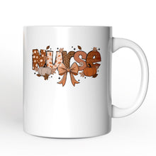 Carregar imagem no visualizador da galeria, Nurse Coquette Autumn Personalized Mug, Cozy Fall Pumpkins Gift with Custom Name