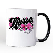 Carregar imagem no visualizador da galeria, Nurse Floral Coquette Pink Bow Personalized Mug, Coquette Medical Worker Gift with Custom Name