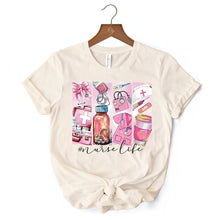 Carregar imagem no visualizador da galeria, Nurse Life T-Shirt, White and Natural Medical Essentials Tee for Coquette Nurses