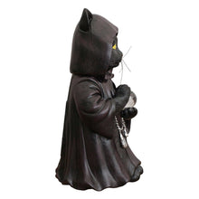 Carregar imagem no visualizador da galeria, (Pre-Order) Ominous Black Cat Wizard Figurine, 7" Solar Light Gothic Yard Statue Decor